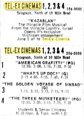 Tel-Ex Cinemas - Ad From June 3 1974 (newer photo)